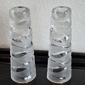 JG Durand Crystal pair of candlestick holders